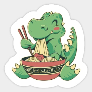 Cute T-Rex Eating Ramen Japanese Dinosaur Funny Gift For Ramen Lover Sticker